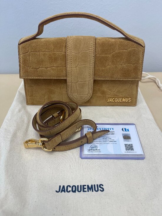 Jacquemus Handbags - Jacquemus Camel Croc Embossed Suede Le Grand Bambino 2Way Handbag - NWOT